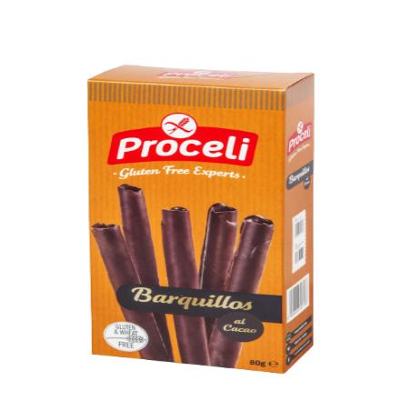 S/GLUTEN PROCELI BARQUILLLOS AL CACAO P/90 GR