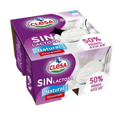 CLESA YOGUR S/LACTOSA NATURAL AZUCARADO PACK-4UD