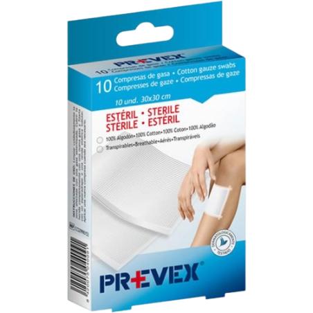 COMPRESAS ESTERILES PREVEX 100% ALGODON P/10 UD