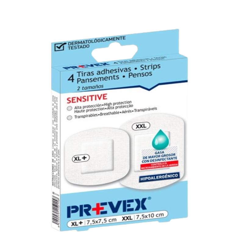 TIRAS PREVEX ADHESIVAS 2 TAMAÑOS SENSITIVE P/4 UD