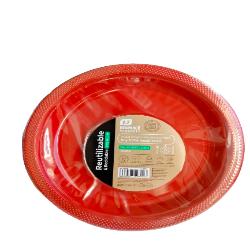 PLATO LLANO  REUTILIZABLE PREMIUM ROJO 26CM B/10UD