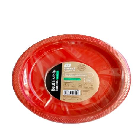 PLATO LLANO  REUTILIZABLE PREMIUM ROJO 26CM B/10UD